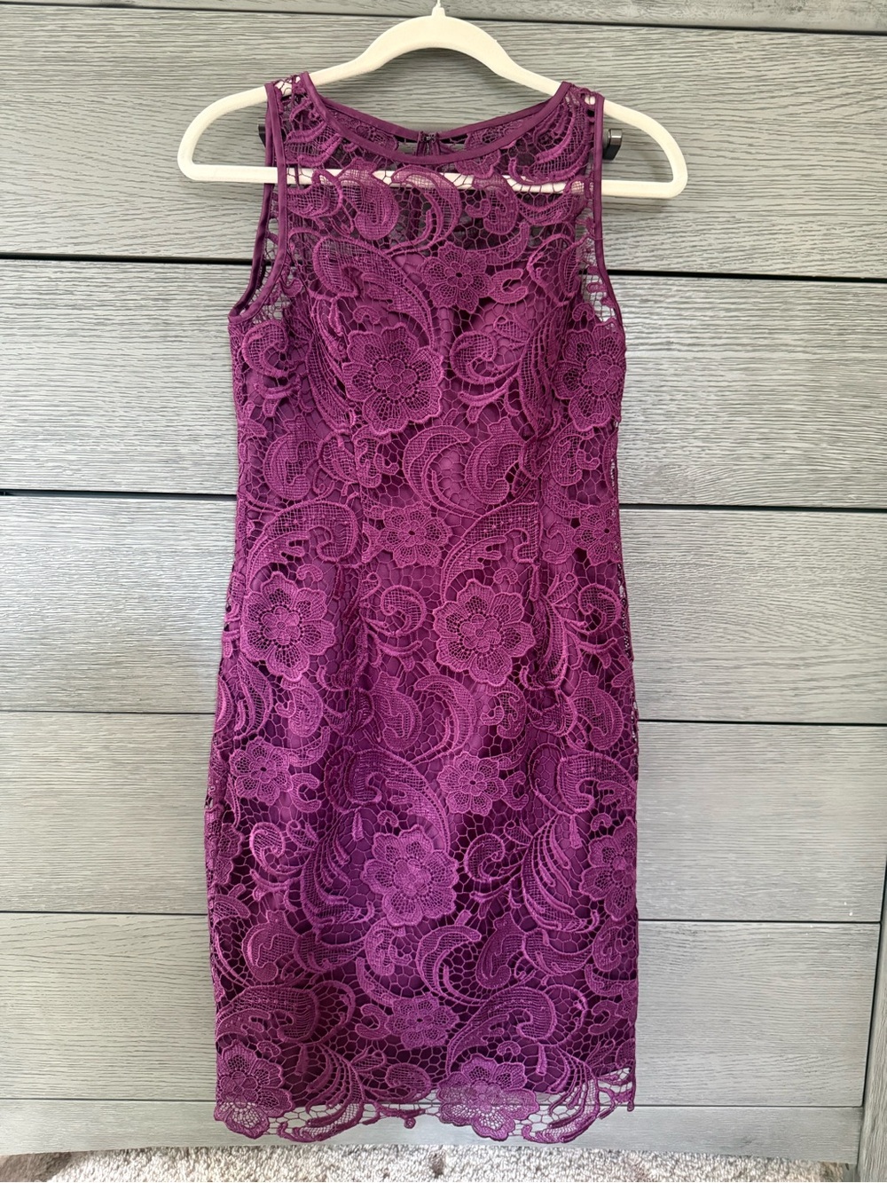 Adrianna Papell Plum Floral Lace Sheath Dress